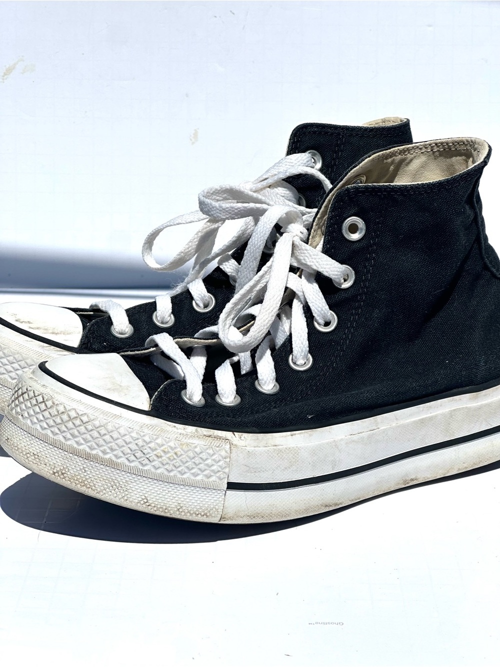 Converse Platform High Top Chuck Taylor Black Canvas Sneakers Women’s 7